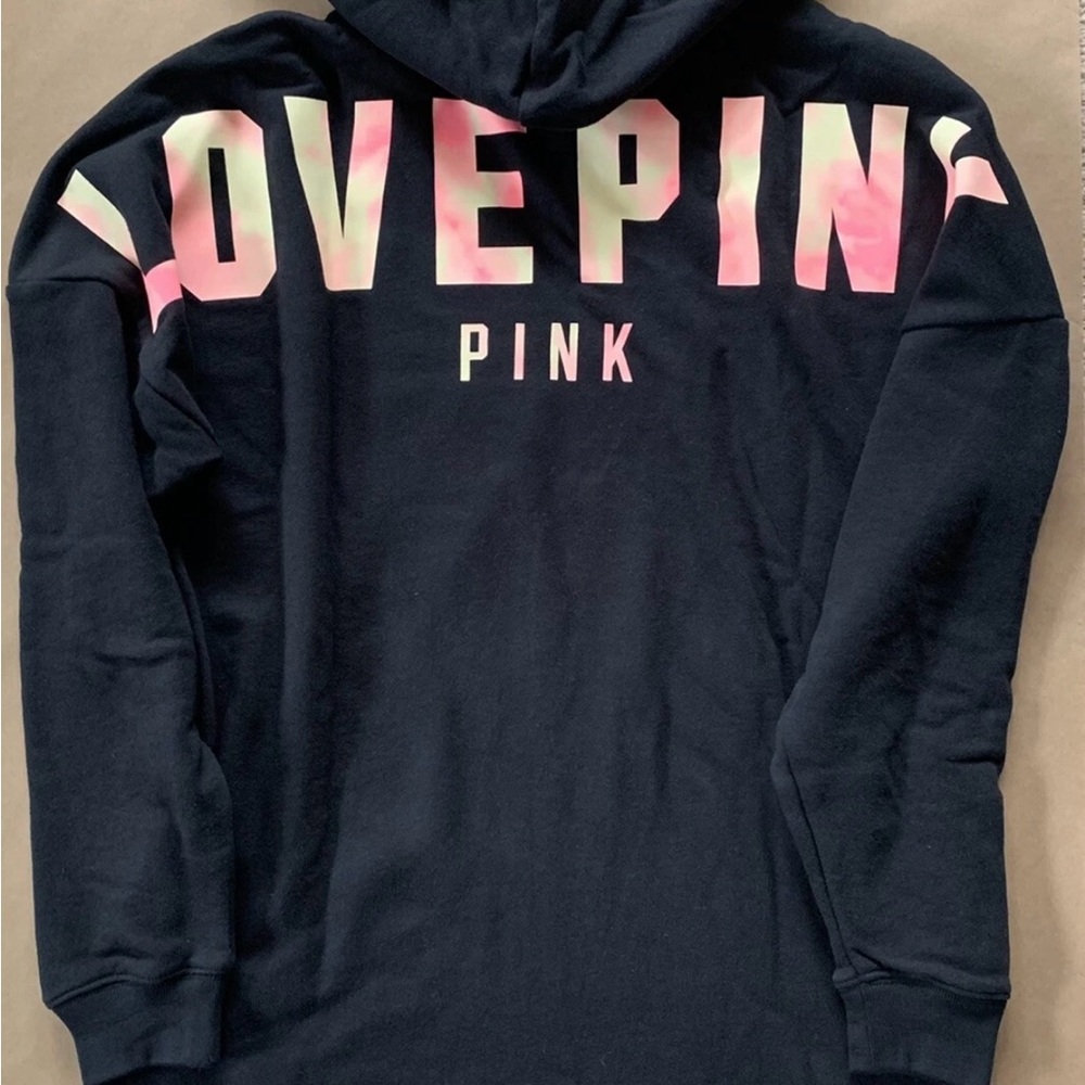 Victoria Secret Vintage Black Hoodie with Pink Dog Logo small